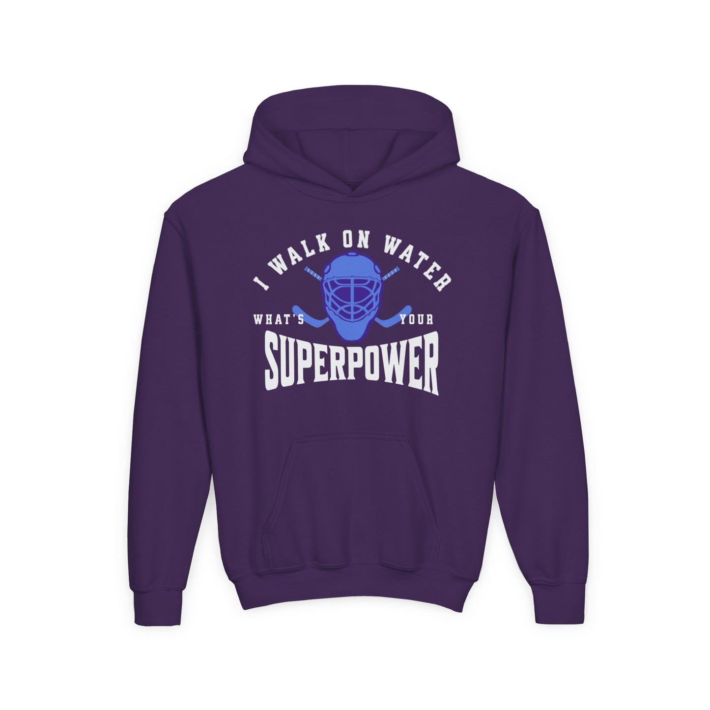 I Walk On Water Youth Hooded Sweatshirt - Superpower Theme for Young Athletes