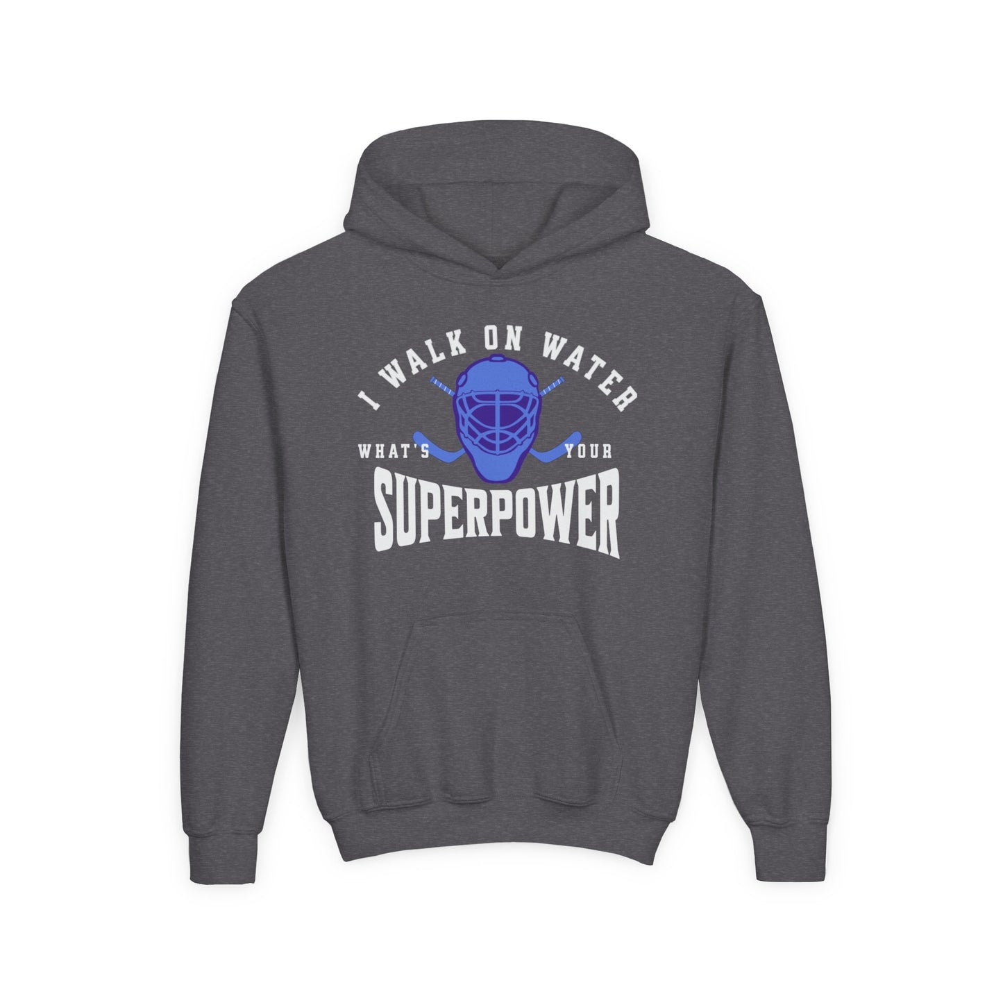 I Walk On Water Youth Hooded Sweatshirt - Superpower Theme for Young Athletes