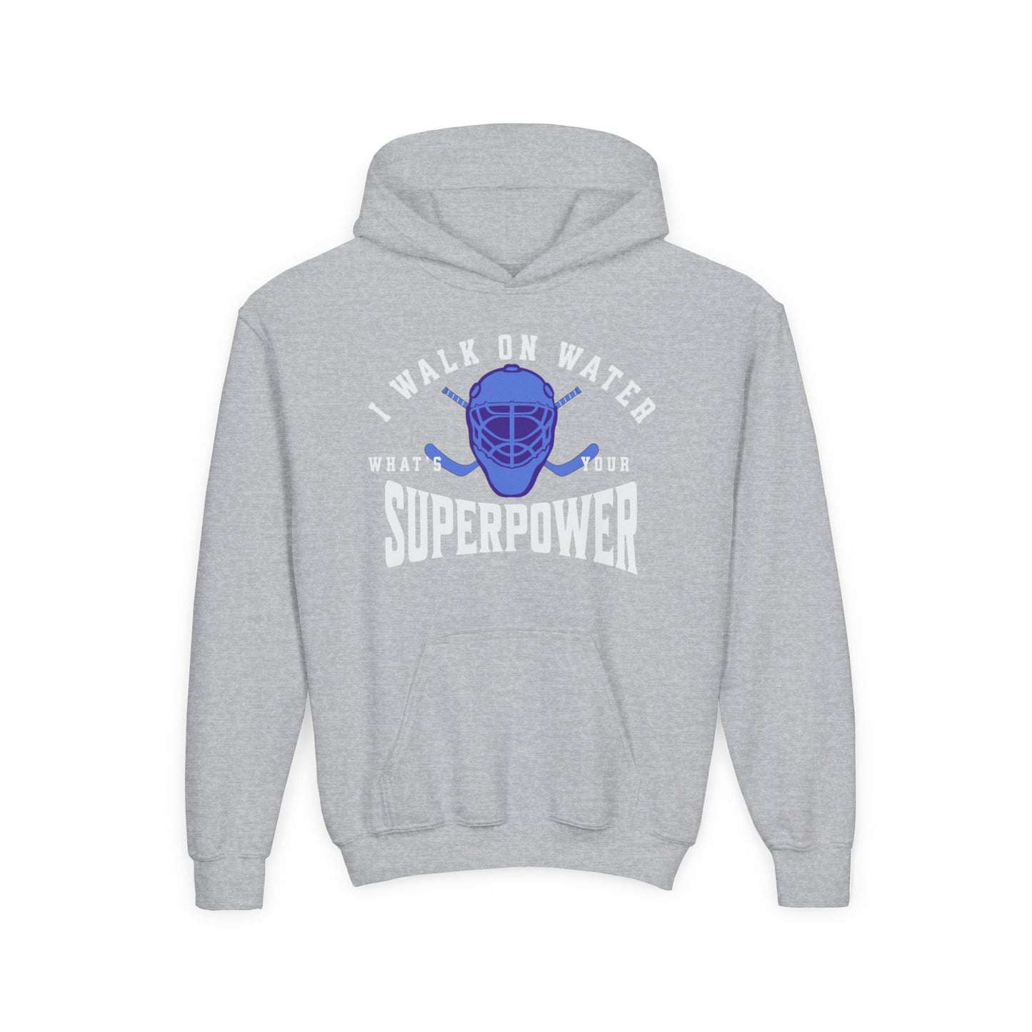 I Walk On Water Youth Hooded Sweatshirt - Superpower Theme for Young Athletes