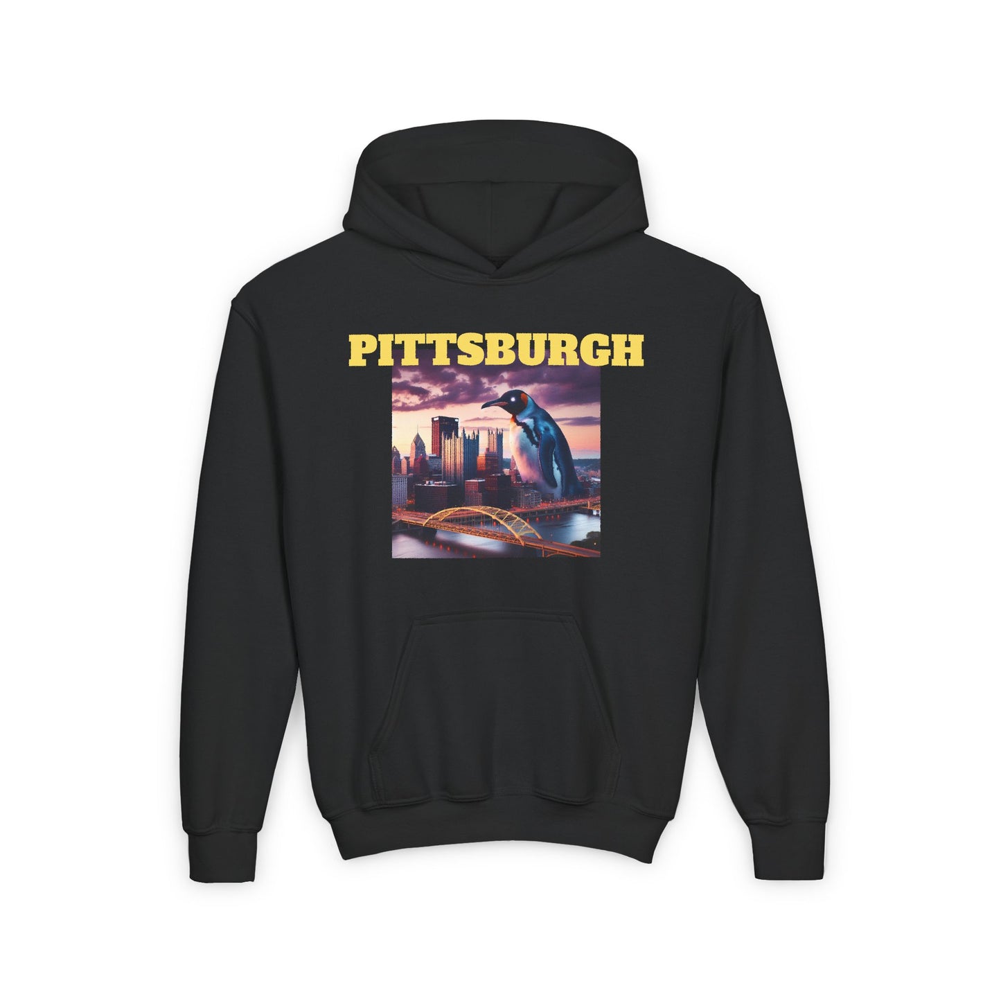 PITTSBURGH Youth Hooded Sweatshirt - Retro Graphic Design for City Pride