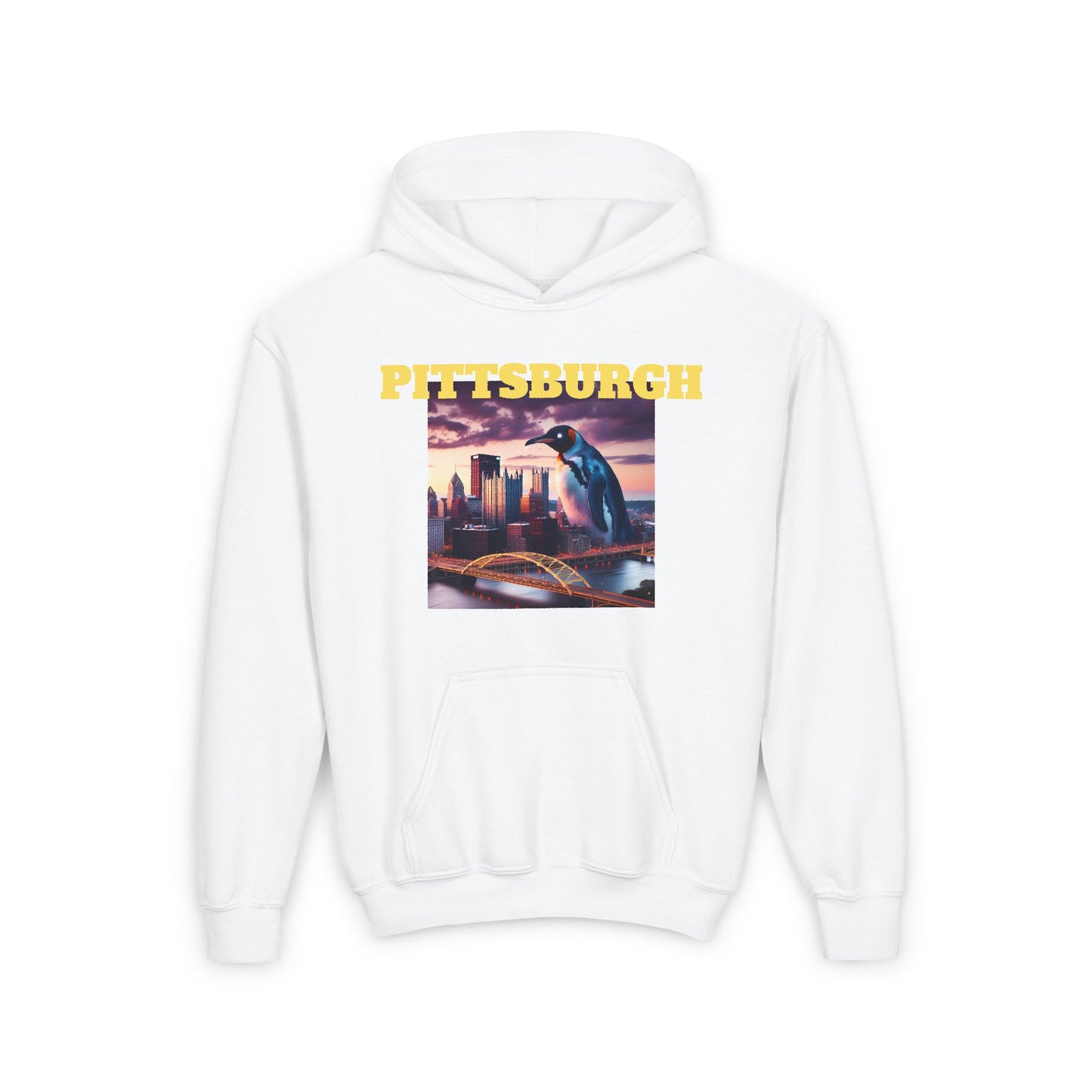 PITTSBURGH Youth Hooded Sweatshirt - Retro Graphic Design for City Pride