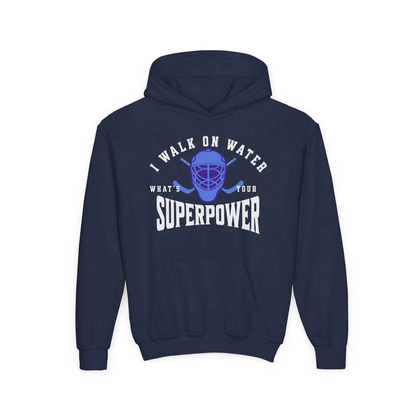 I Walk On Water Youth Hooded Sweatshirt - Superpower Theme for Young Athletes