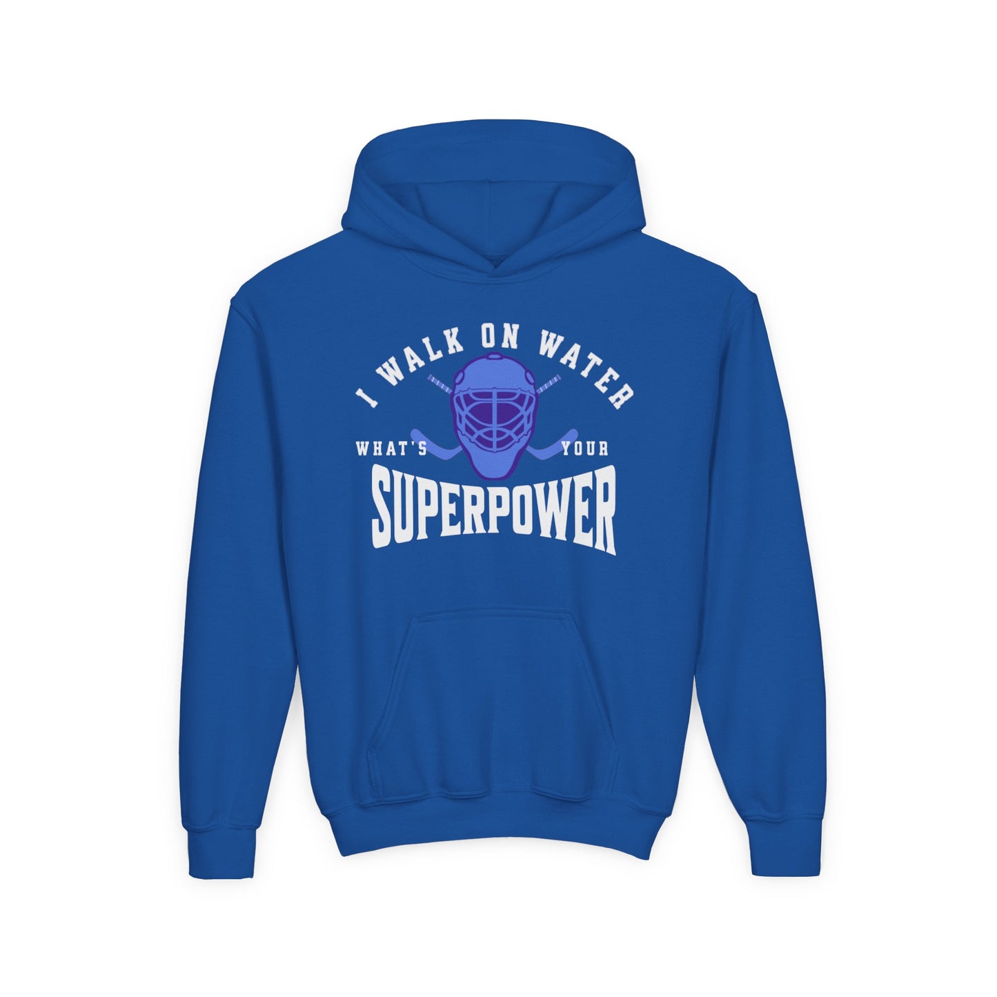 I Walk On Water Youth Hooded Sweatshirt - Superpower Theme for Young Athletes