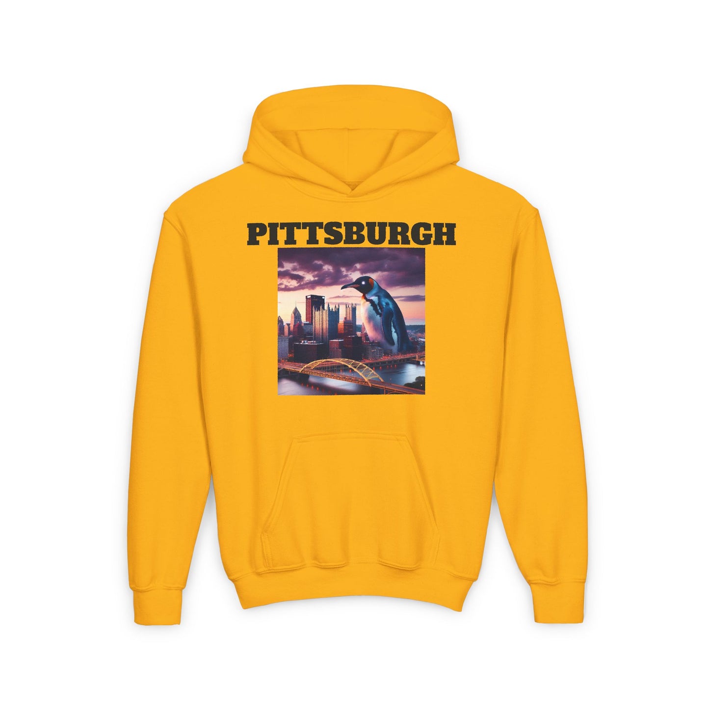 PITTSBURGH Youth Hooded Sweatshirt - Retro Graphic Design for City Pride