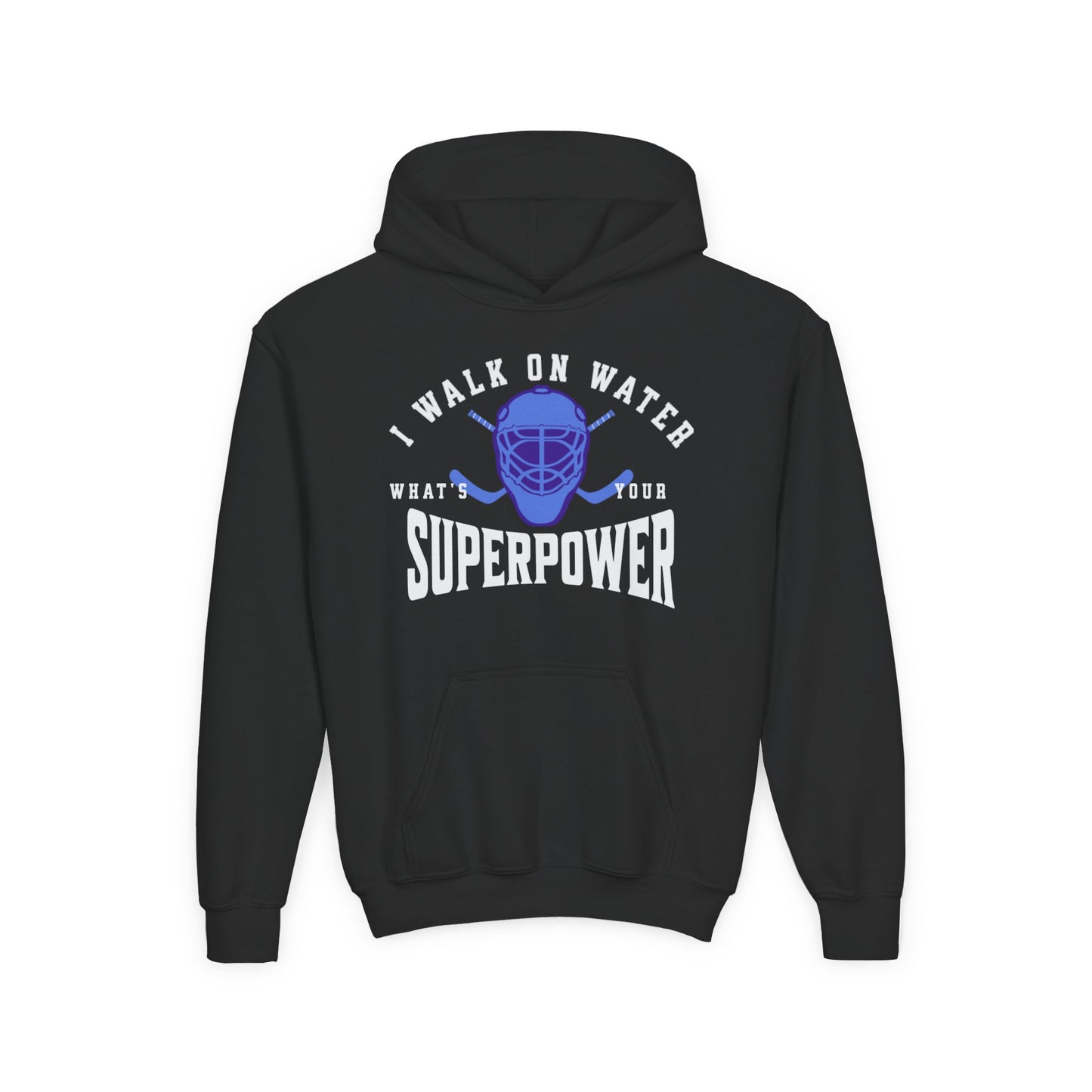 I Walk On Water Youth Hooded Sweatshirt - Superpower Theme for Young Athletes