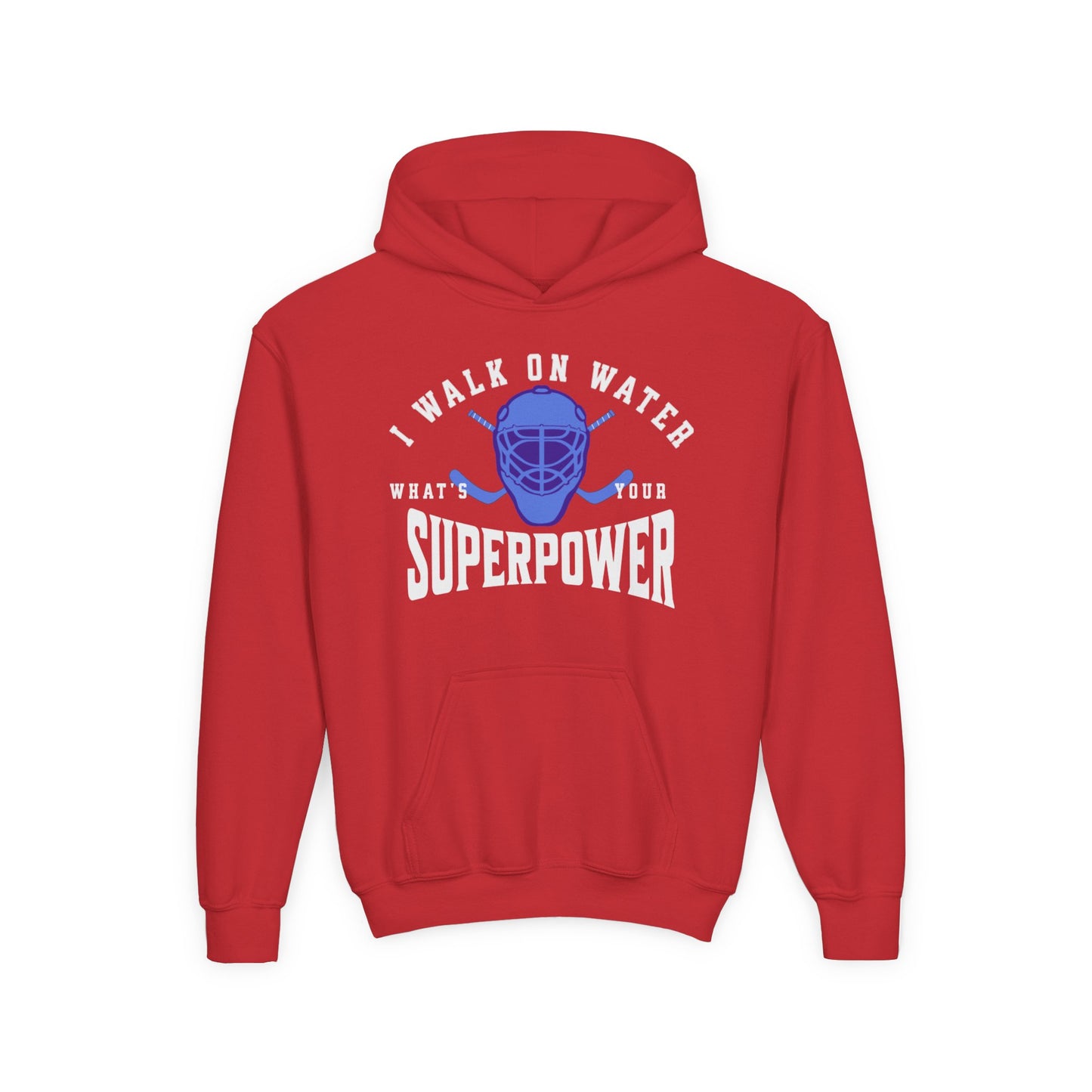 I Walk On Water Youth Hooded Sweatshirt - Superpower Theme for Young Athletes