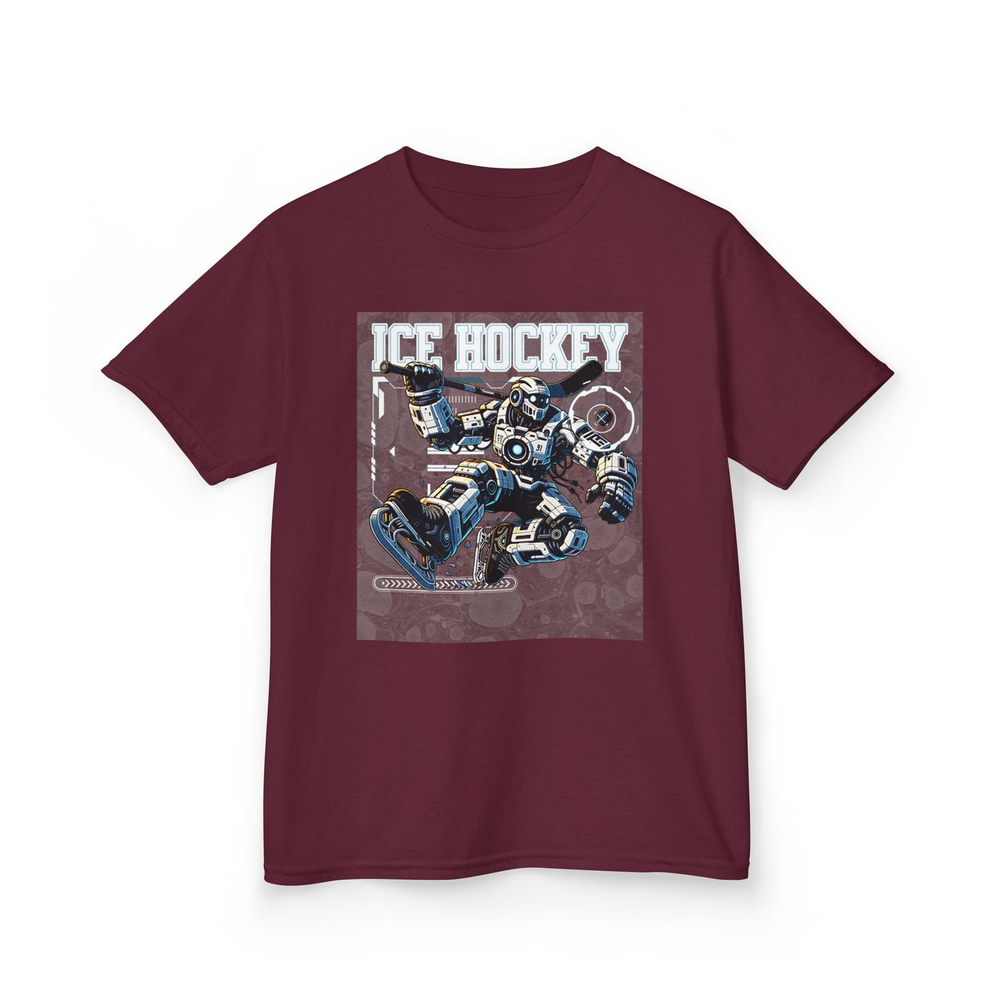Kids Robot Ice Hockey Graphic Tee - Fun Sportswear for Young Fans
