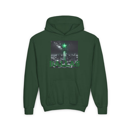 DALLAS Youth Hooded Sweatshirt - Retro Graphic Design for City Pride