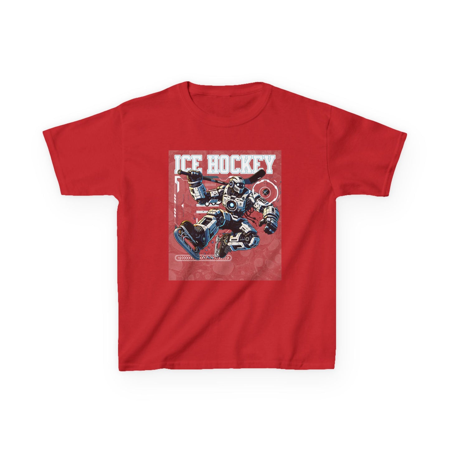 Kids Robot Ice Hockey Graphic Tee - Fun Sportswear for Young Fans