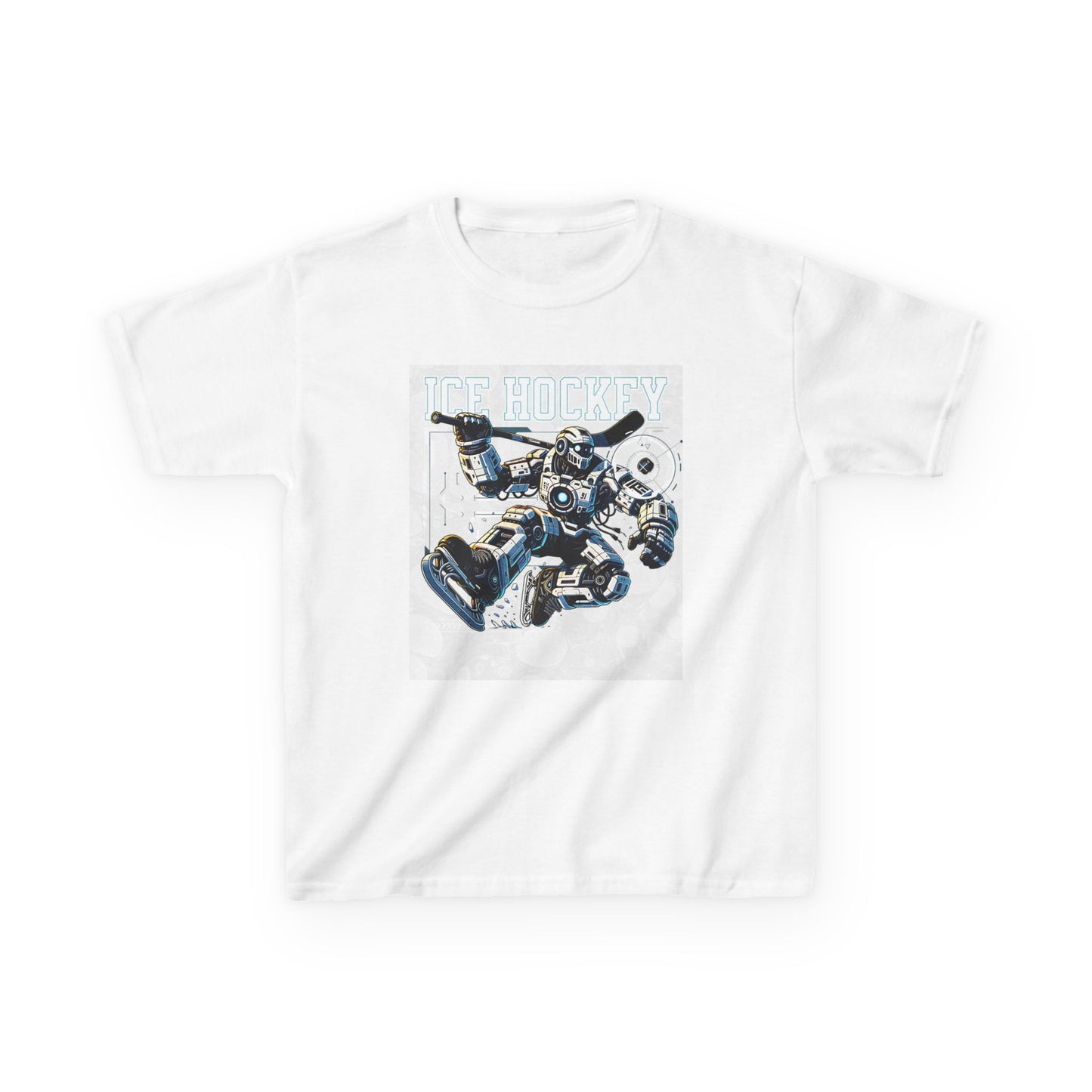 Kids Robot Ice Hockey Graphic Tee - Fun Sportswear for Young Fans