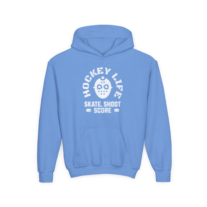 Youth Hockey Life Hoodie - Skate, Shoot, Score