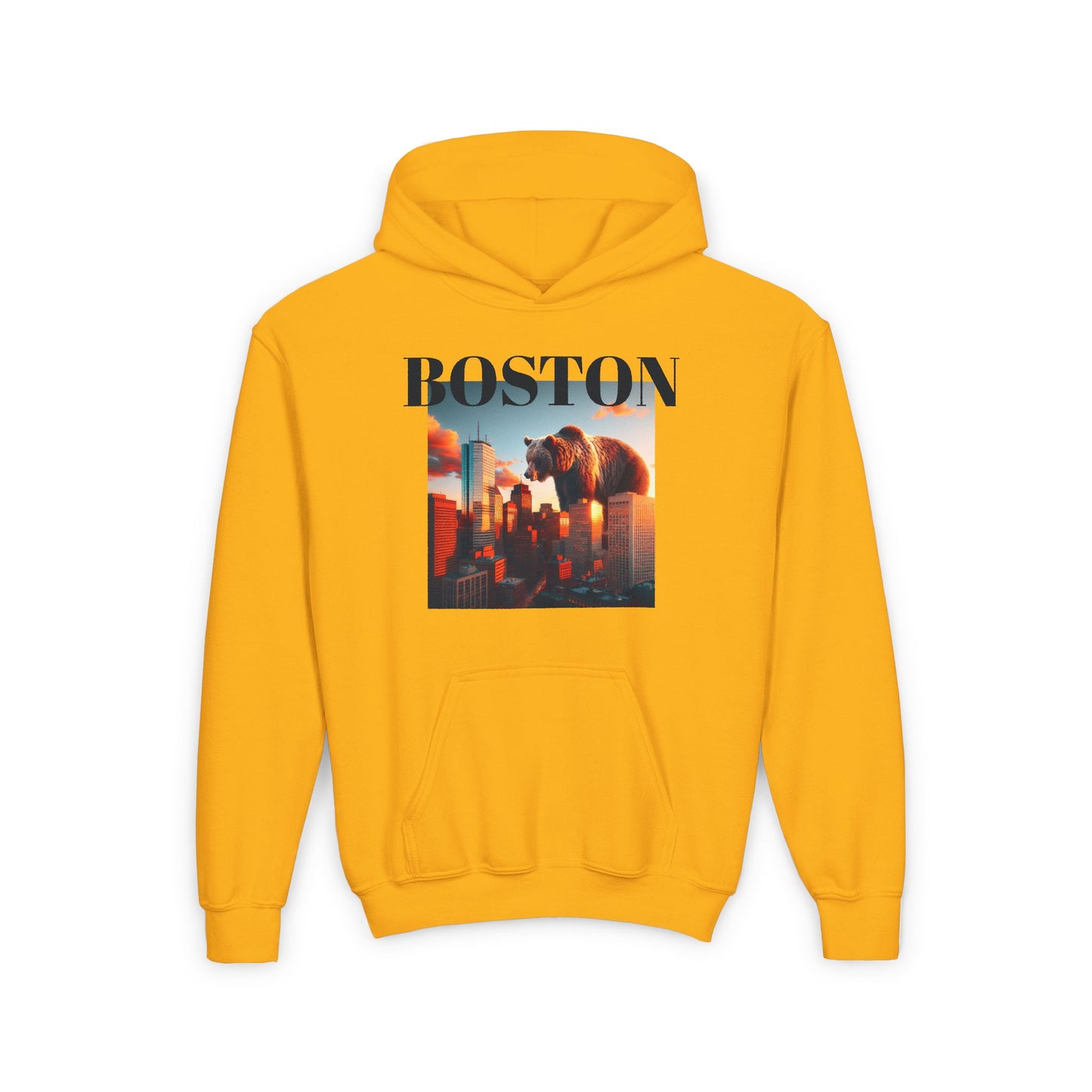 BOSTON Youth Hooded Sweatshirt - Retro Graphic Design for City Pride