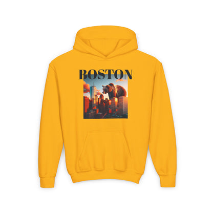 BOSTON Youth Hooded Sweatshirt - Retro Graphic Design for City Pride