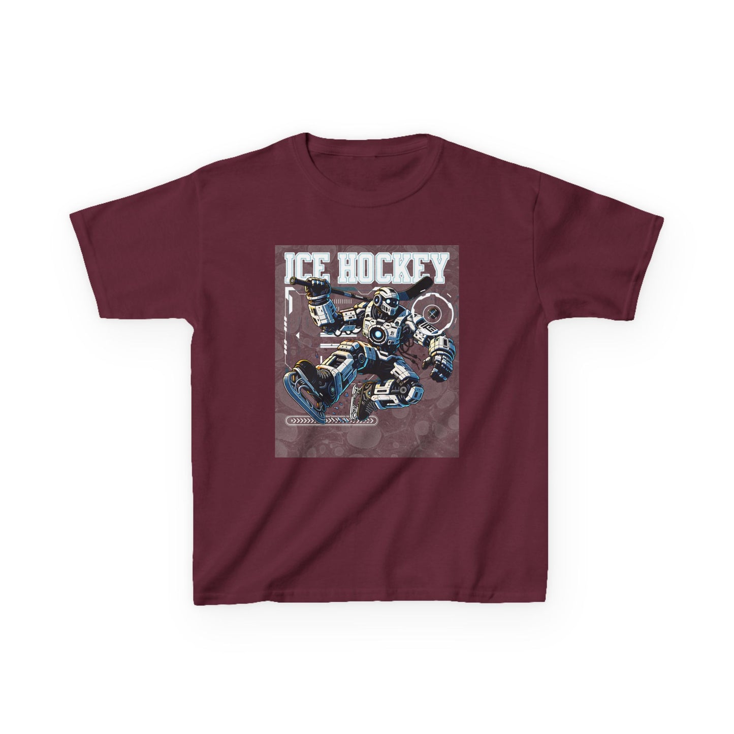 Kids Robot Ice Hockey Graphic Tee - Fun Sportswear for Young Fans