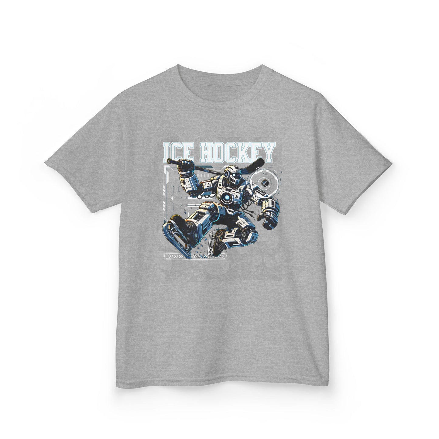 Kids Robot Ice Hockey Graphic Tee - Fun Sportswear for Young Fans