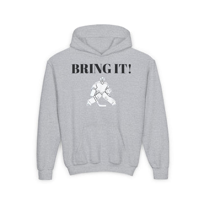 GOALIE Youth Hooded Sweatshirt - 'BRING IT!' Motivational Design