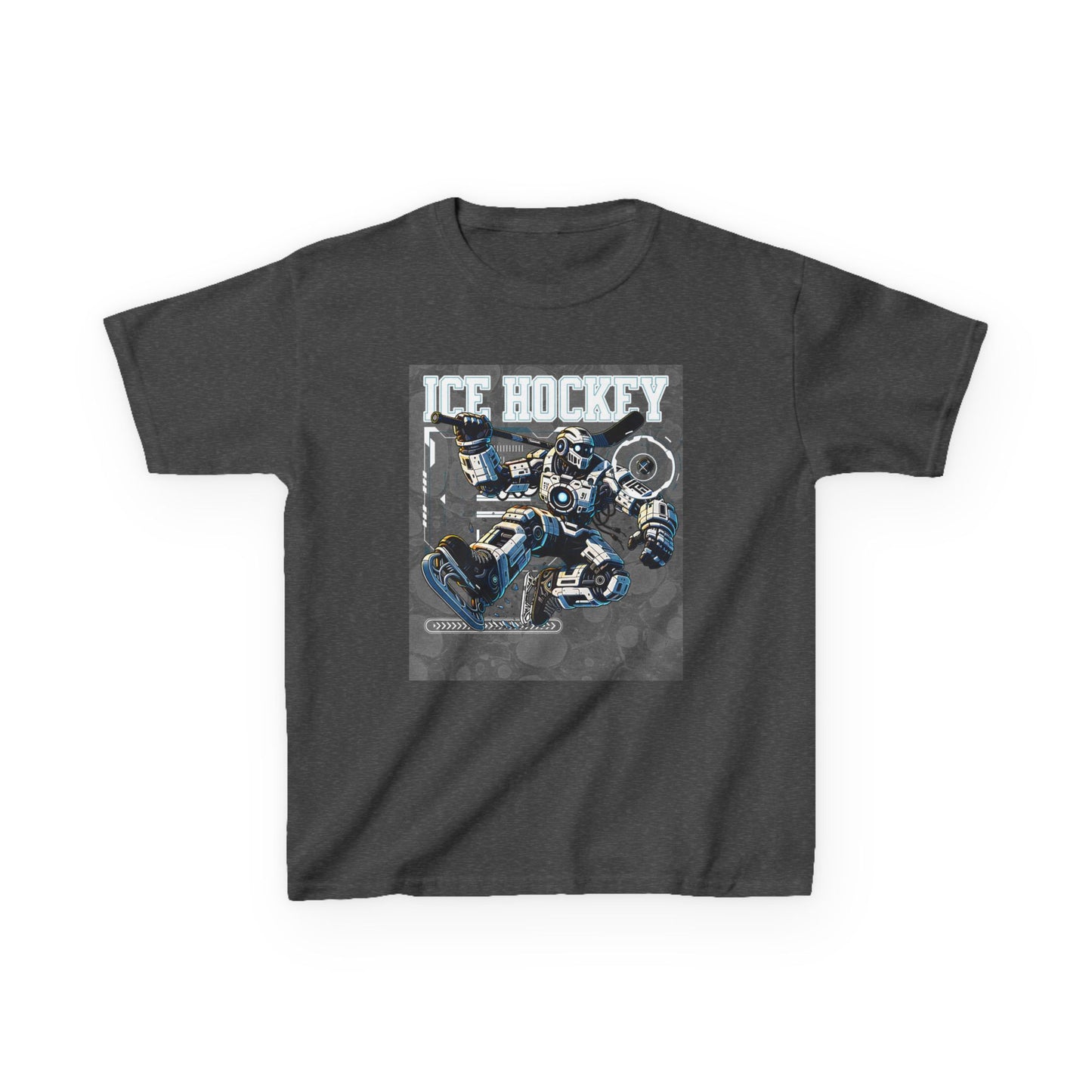 Kids Robot Ice Hockey Graphic Tee - Fun Sportswear for Young Fans