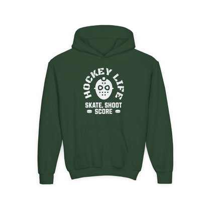 Youth Hockey Life Hoodie - Skate, Shoot, Score