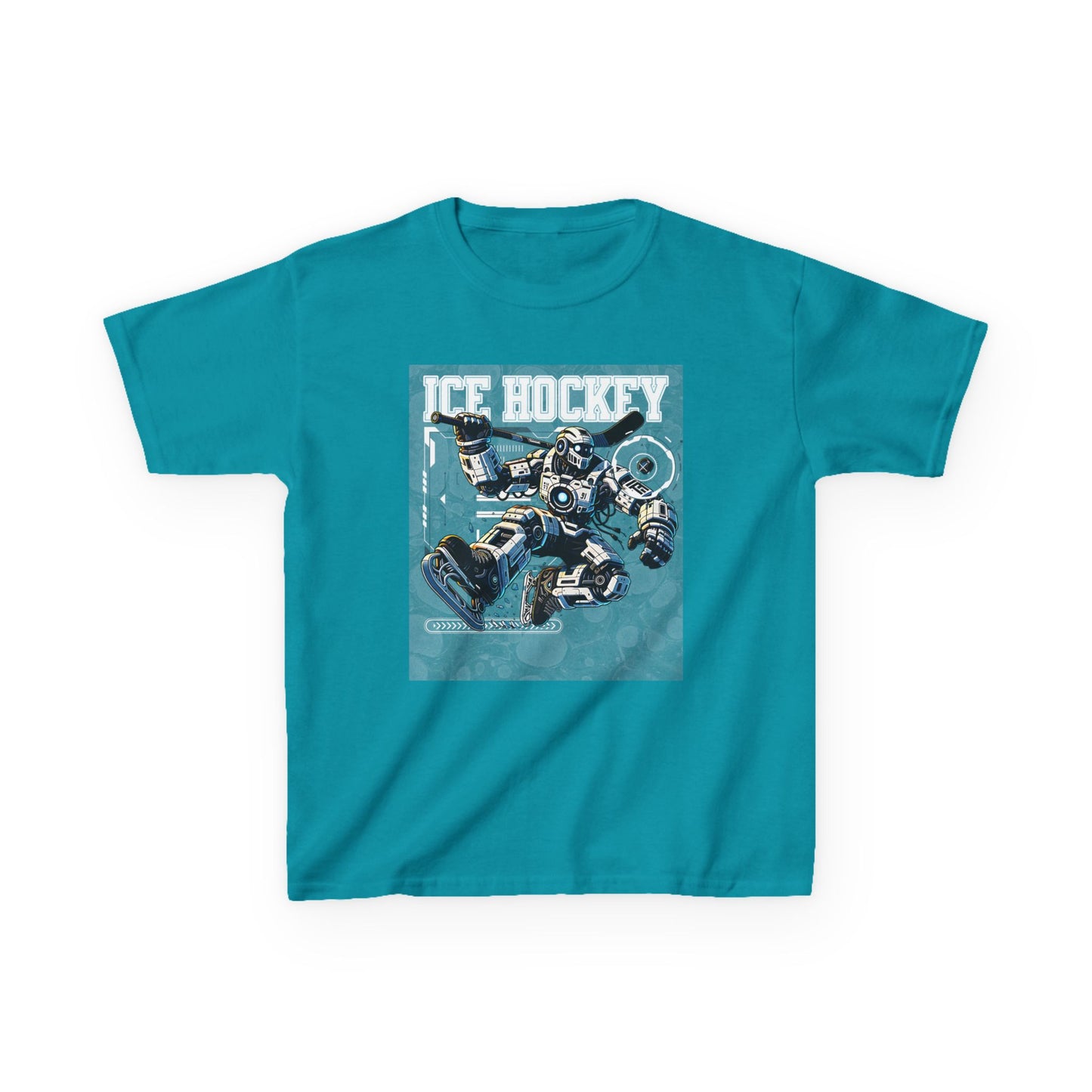 Kids Robot Ice Hockey Graphic Tee - Fun Sportswear for Young Fans