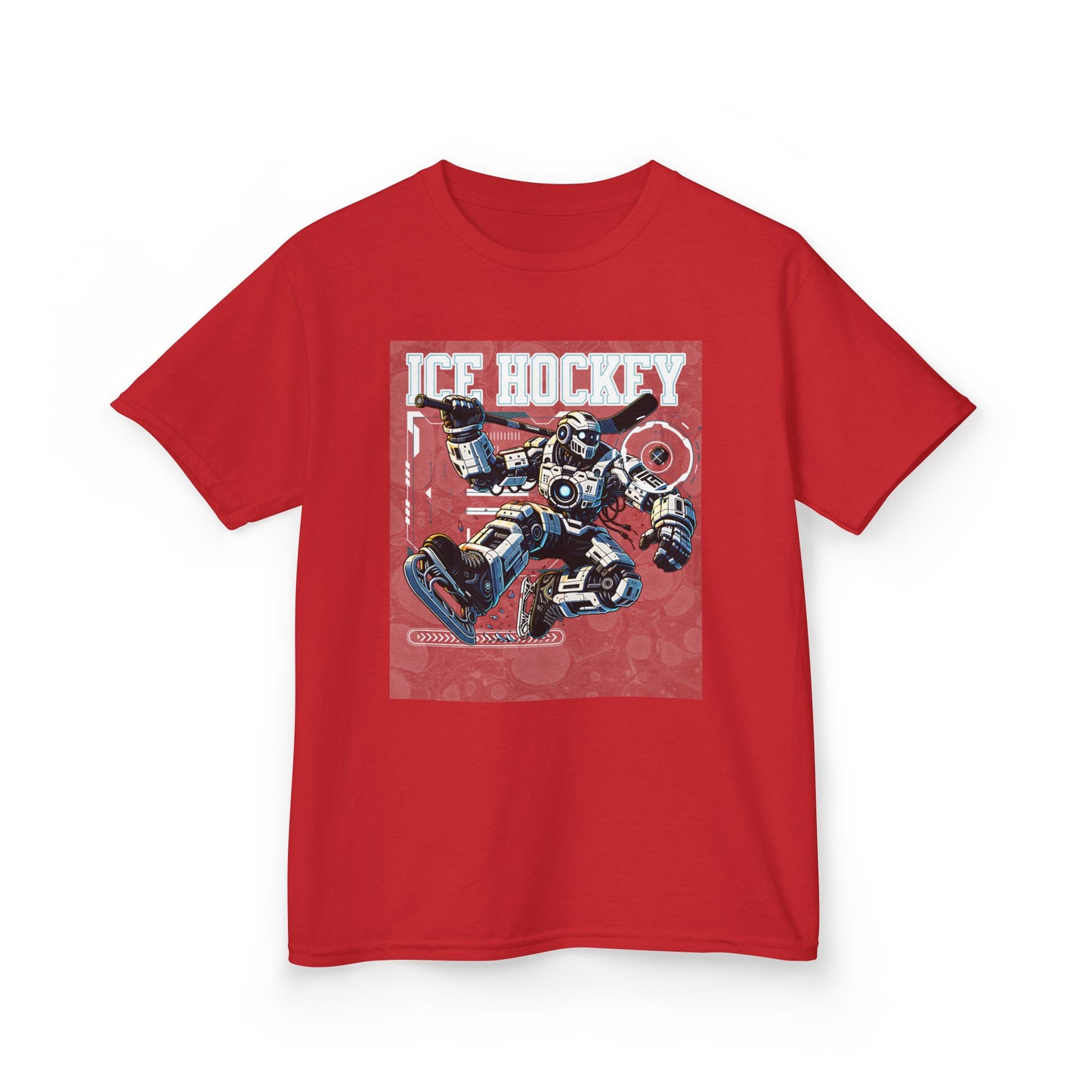 Kids Robot Ice Hockey Graphic Tee - Fun Sportswear for Young Fans