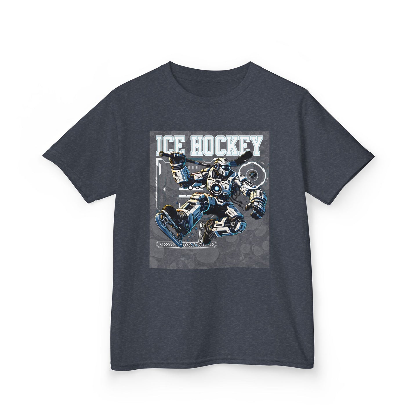 Kids Robot Ice Hockey Graphic Tee - Fun Sportswear for Young Fans