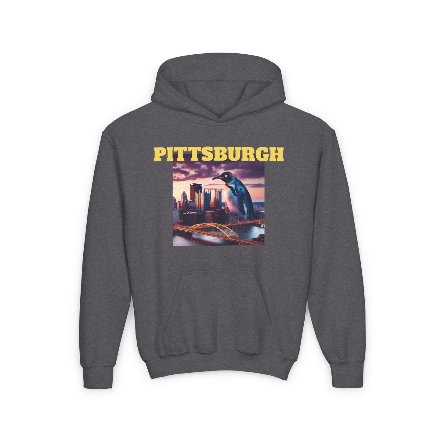 PITTSBURGH Youth Hooded Sweatshirt - Retro Graphic Design for City Pride