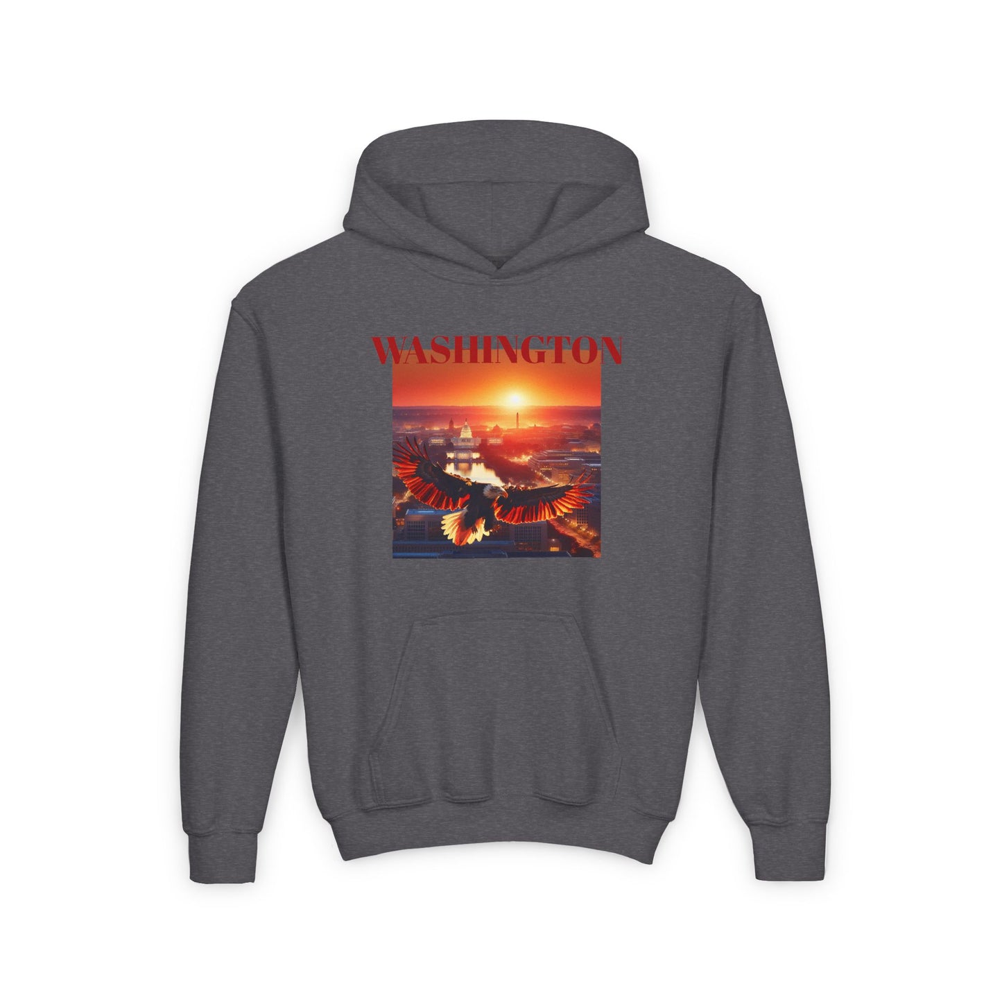 WASHINGTON Youth Hooded Sweatshirt - Retro Graphic Design for City Pride