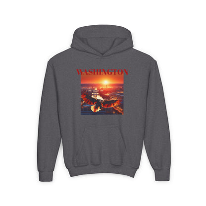 WASHINGTON Youth Hooded Sweatshirt - Retro Graphic Design for City Pride