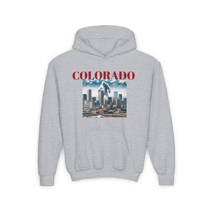 COLORADO Youth Hooded Sweatshirt - Retro Graphic Design for City Pride