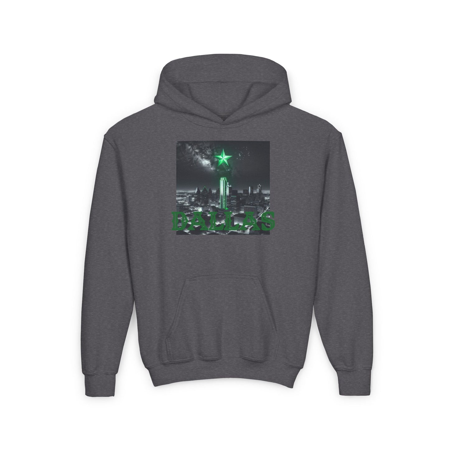 DALLAS Youth Hooded Sweatshirt - Retro Graphic Design for City Pride