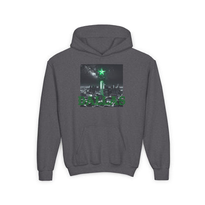 DALLAS Youth Hooded Sweatshirt - Retro Graphic Design for City Pride