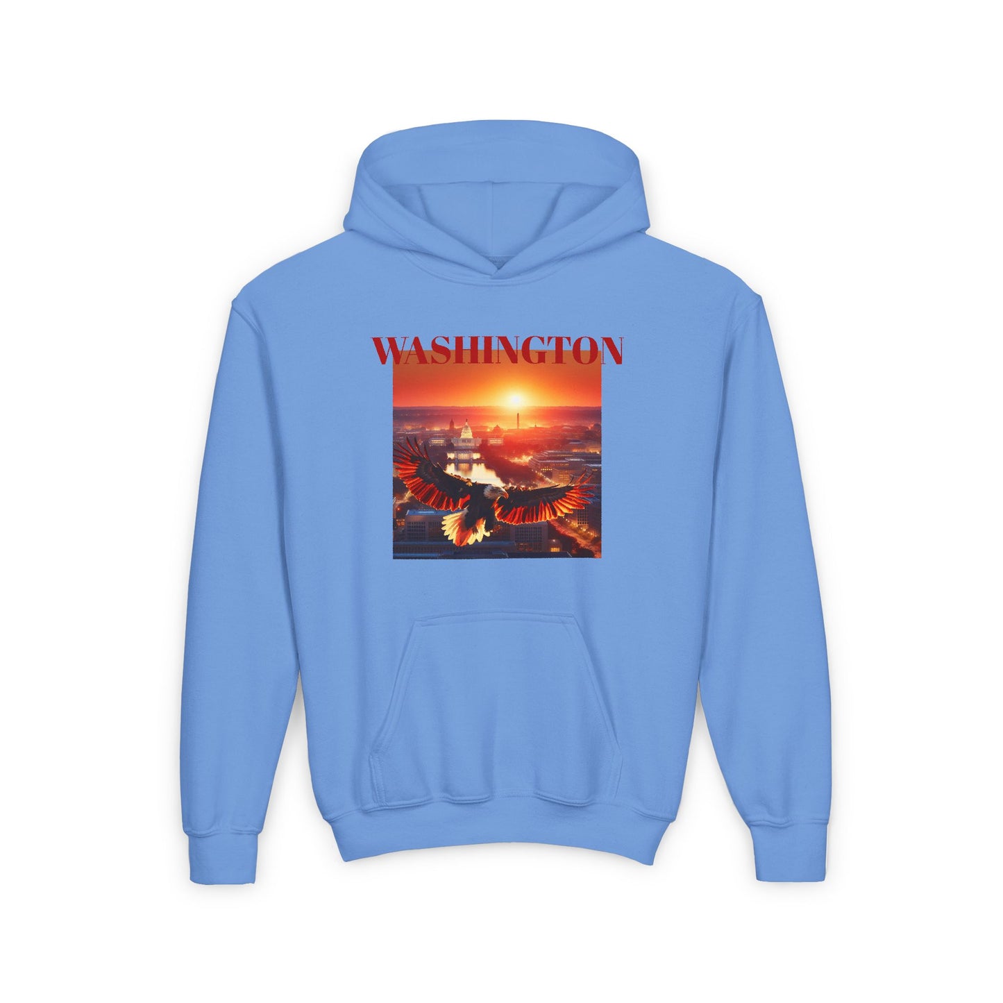 WASHINGTON Youth Hooded Sweatshirt - Retro Graphic Design for City Pride