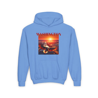 WASHINGTON Youth Hooded Sweatshirt - Retro Graphic Design for City Pride