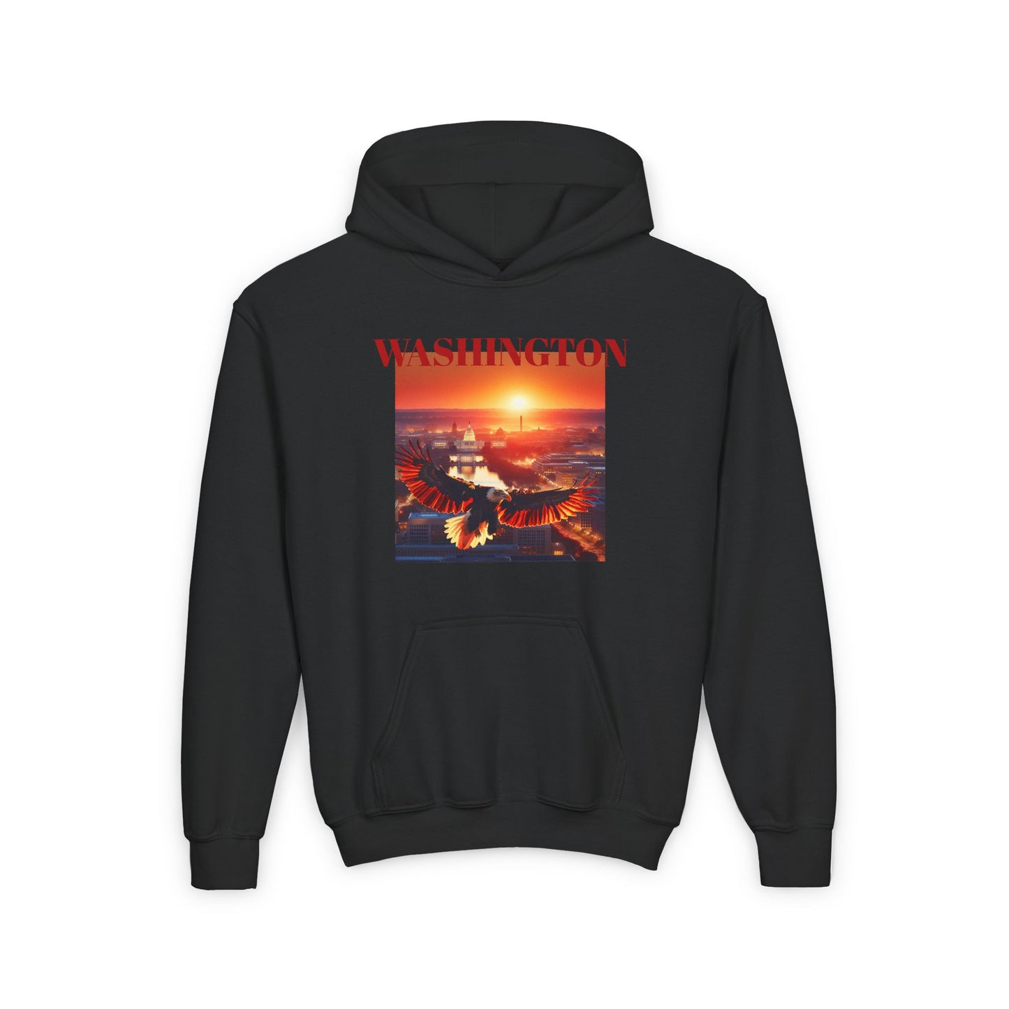 WASHINGTON Youth Hooded Sweatshirt - Retro Graphic Design for City Pride