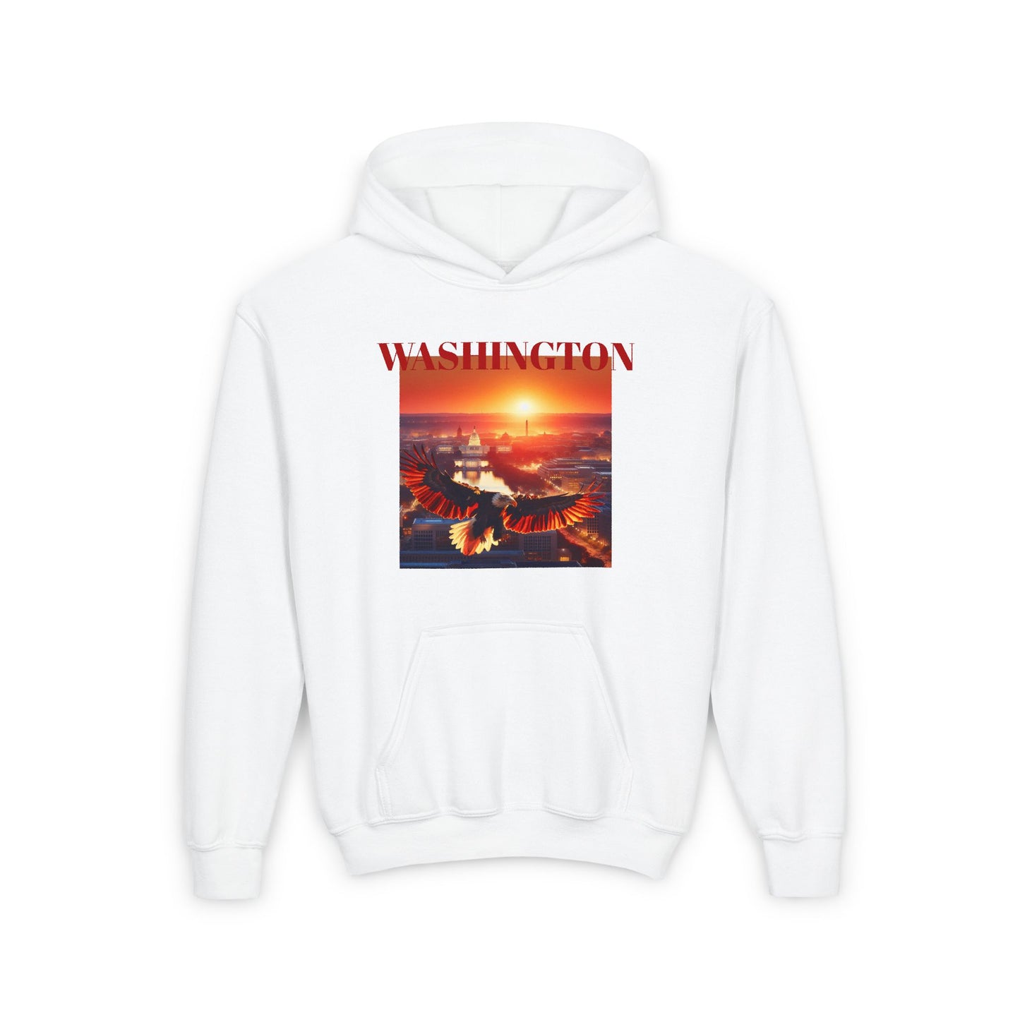 WASHINGTON Youth Hooded Sweatshirt - Retro Graphic Design for City Pride