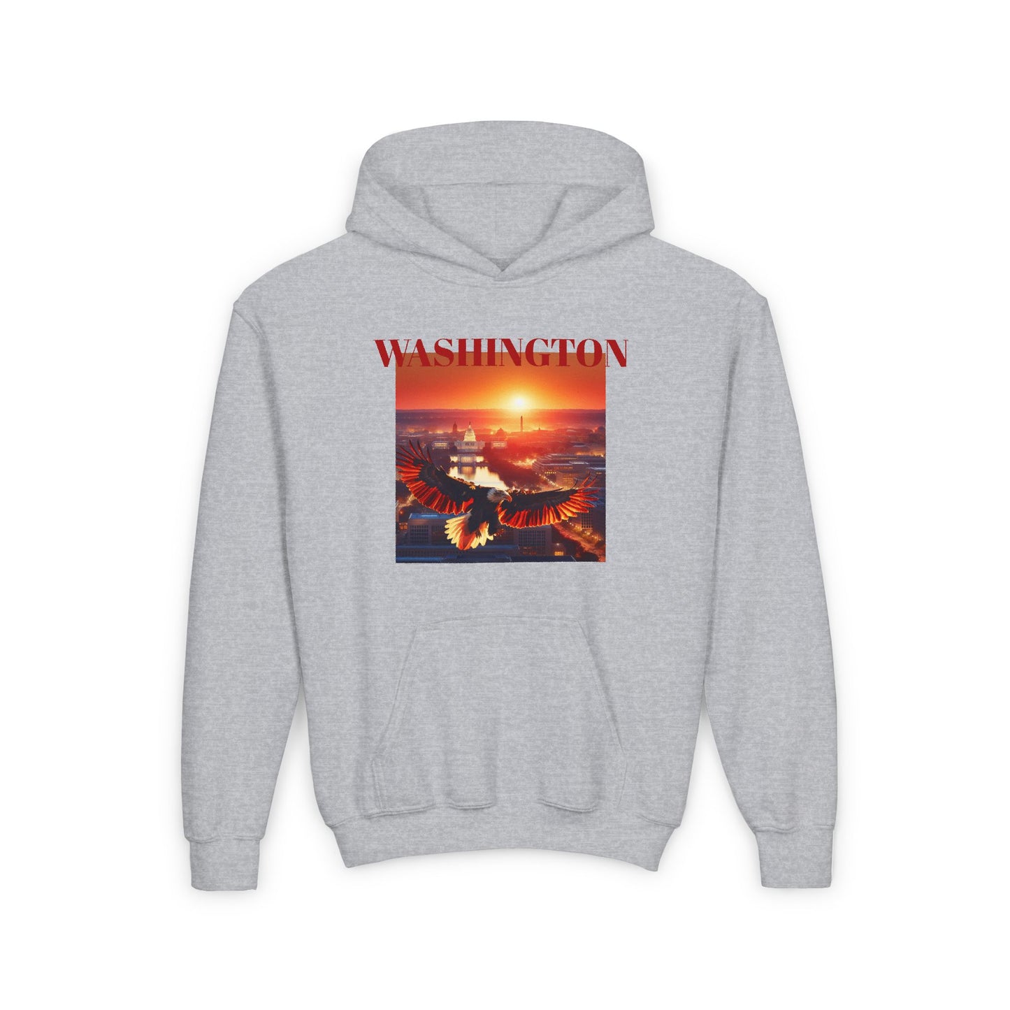 WASHINGTON Youth Hooded Sweatshirt - Retro Graphic Design for City Pride