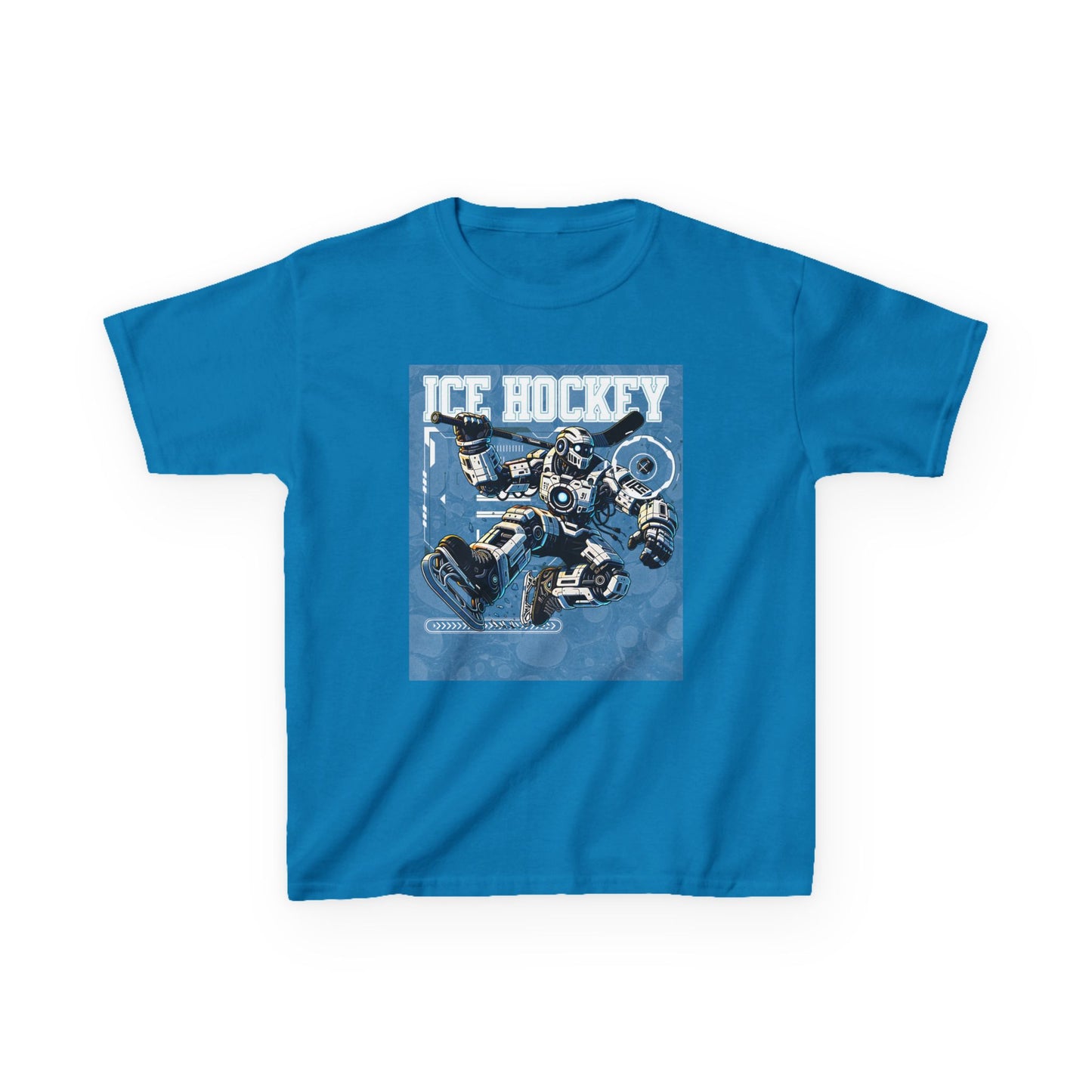 Kids Robot Ice Hockey Graphic Tee - Fun Sportswear for Young Fans