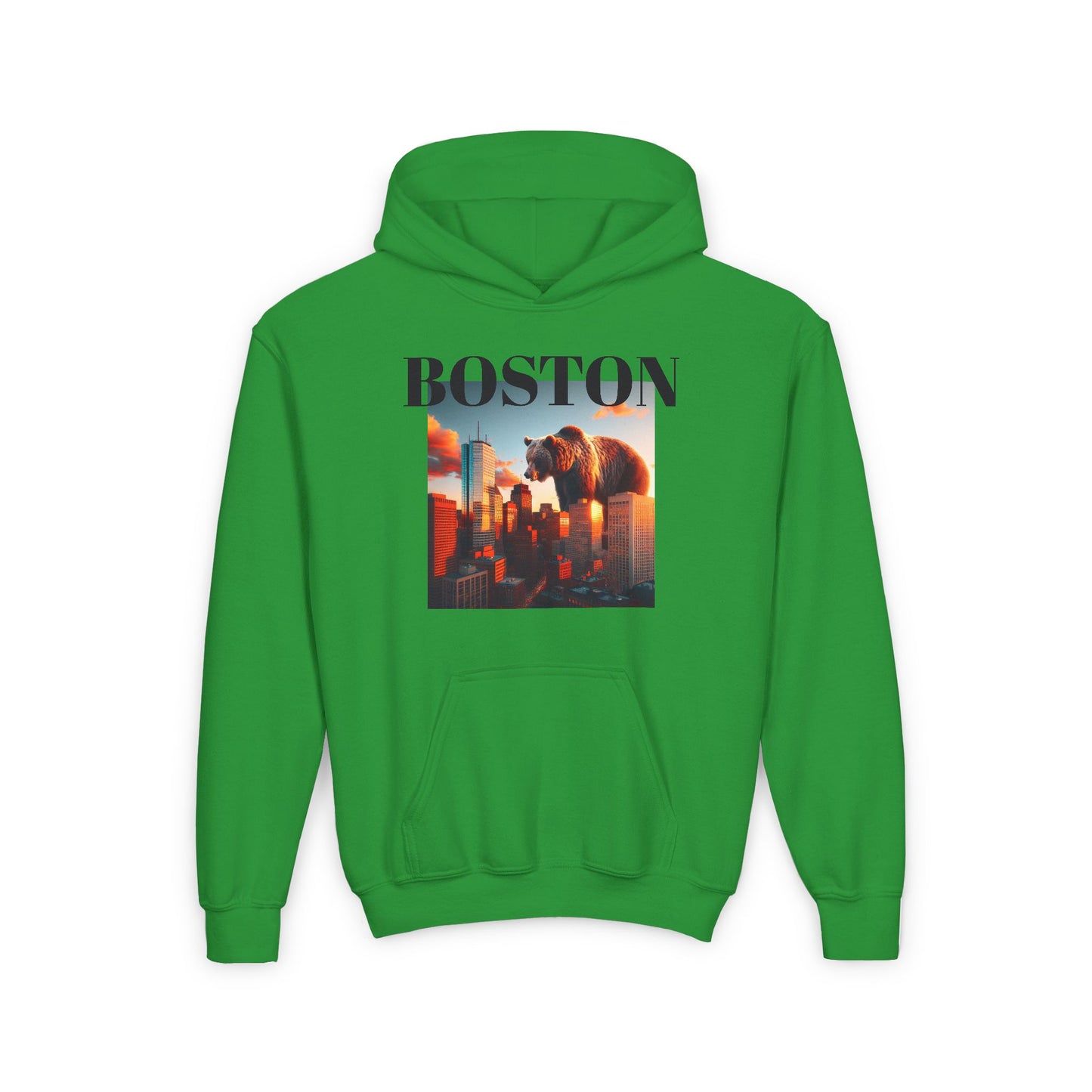 BOSTON Youth Hooded Sweatshirt - Retro Graphic Design for City Pride