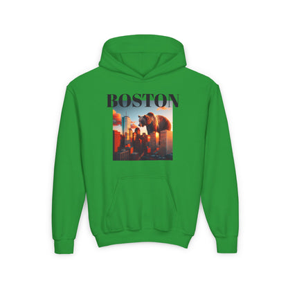 BOSTON Youth Hooded Sweatshirt - Retro Graphic Design for City Pride