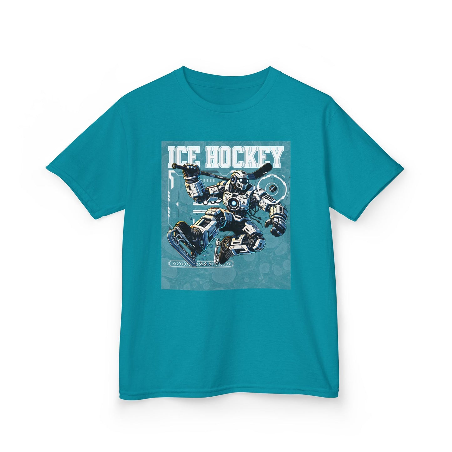 Kids Robot Ice Hockey Graphic Tee - Fun Sportswear for Young Fans