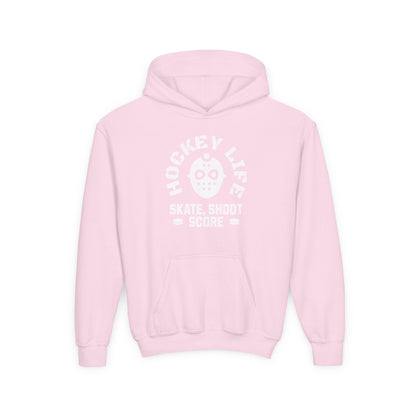 Youth Hockey Life Hoodie - Skate, Shoot, Score