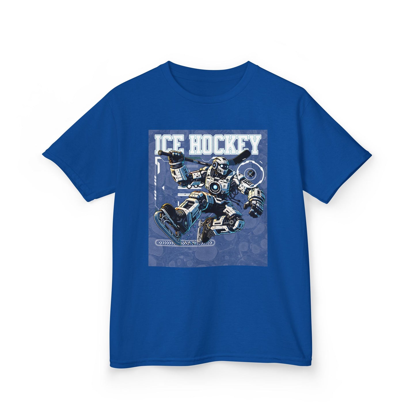Kids Robot Ice Hockey Graphic Tee - Fun Sportswear for Young Fans