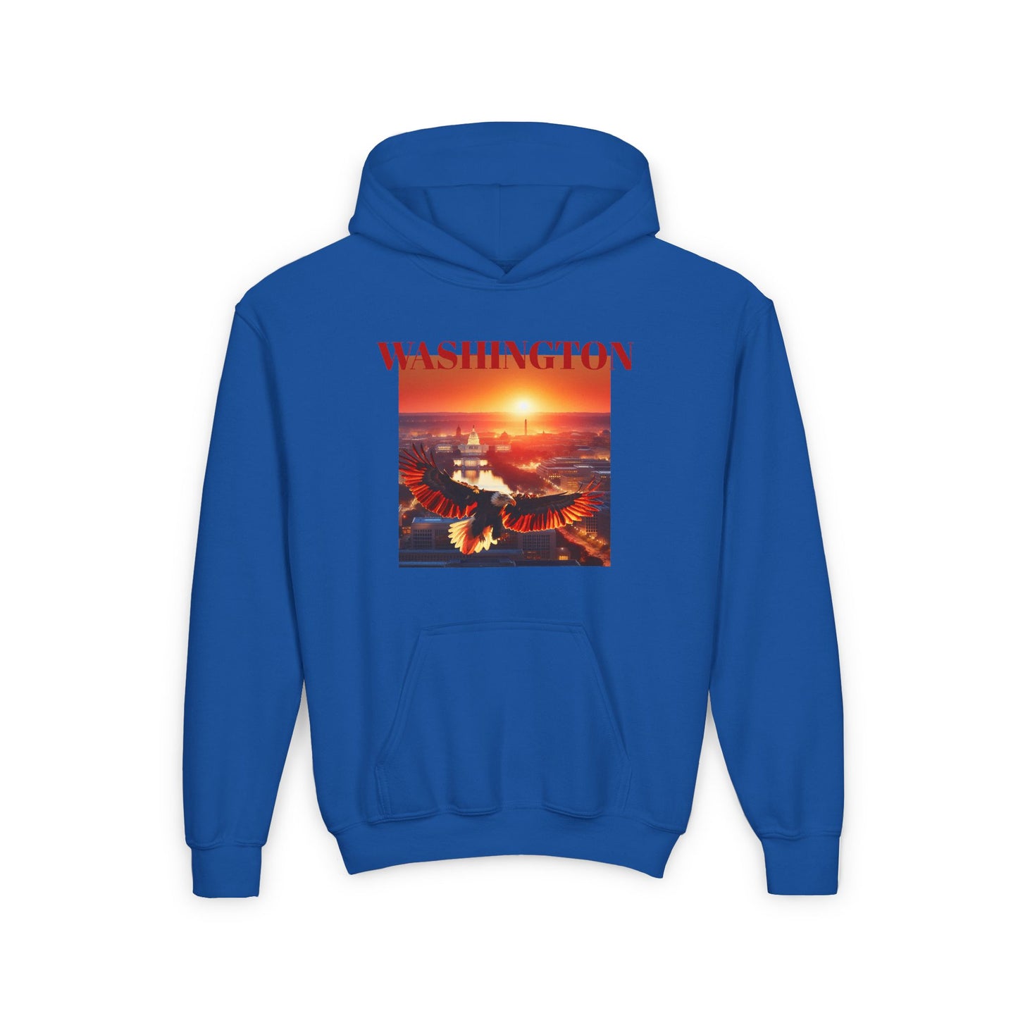 WASHINGTON Youth Hooded Sweatshirt - Retro Graphic Design for City Pride