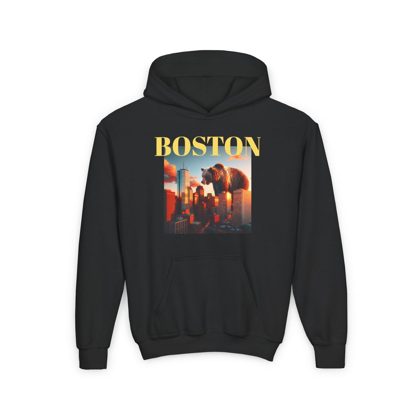 BOSTON Youth Hooded Sweatshirt - Retro Graphic Design for City Pride