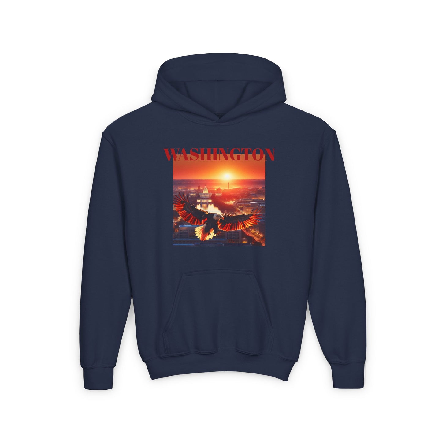 WASHINGTON Youth Hooded Sweatshirt - Retro Graphic Design for City Pride