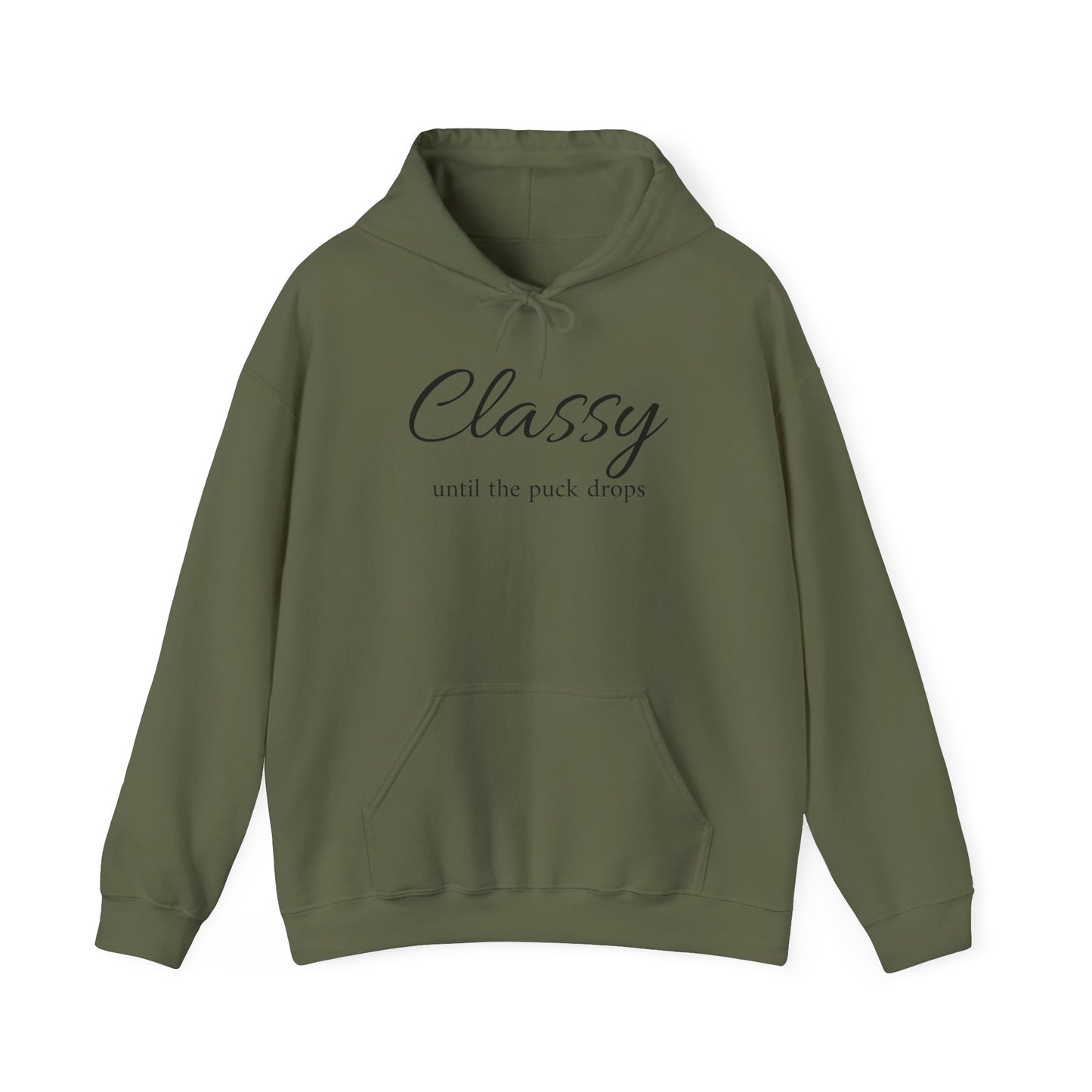 Classy Until the Puck Drops Hoodie - Unisex Heavy Blend™ Sweatshirt for Hockey Lovers