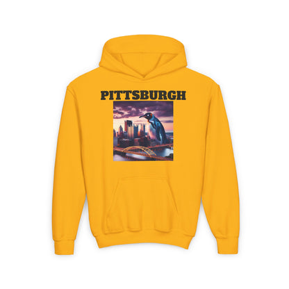 PITTSBURGH Youth Hooded Sweatshirt - Retro Graphic Design for City Pride