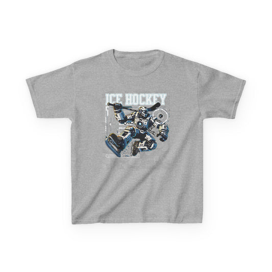 Kids Robot Ice Hockey Graphic Tee - Fun Sportswear for Young Fans