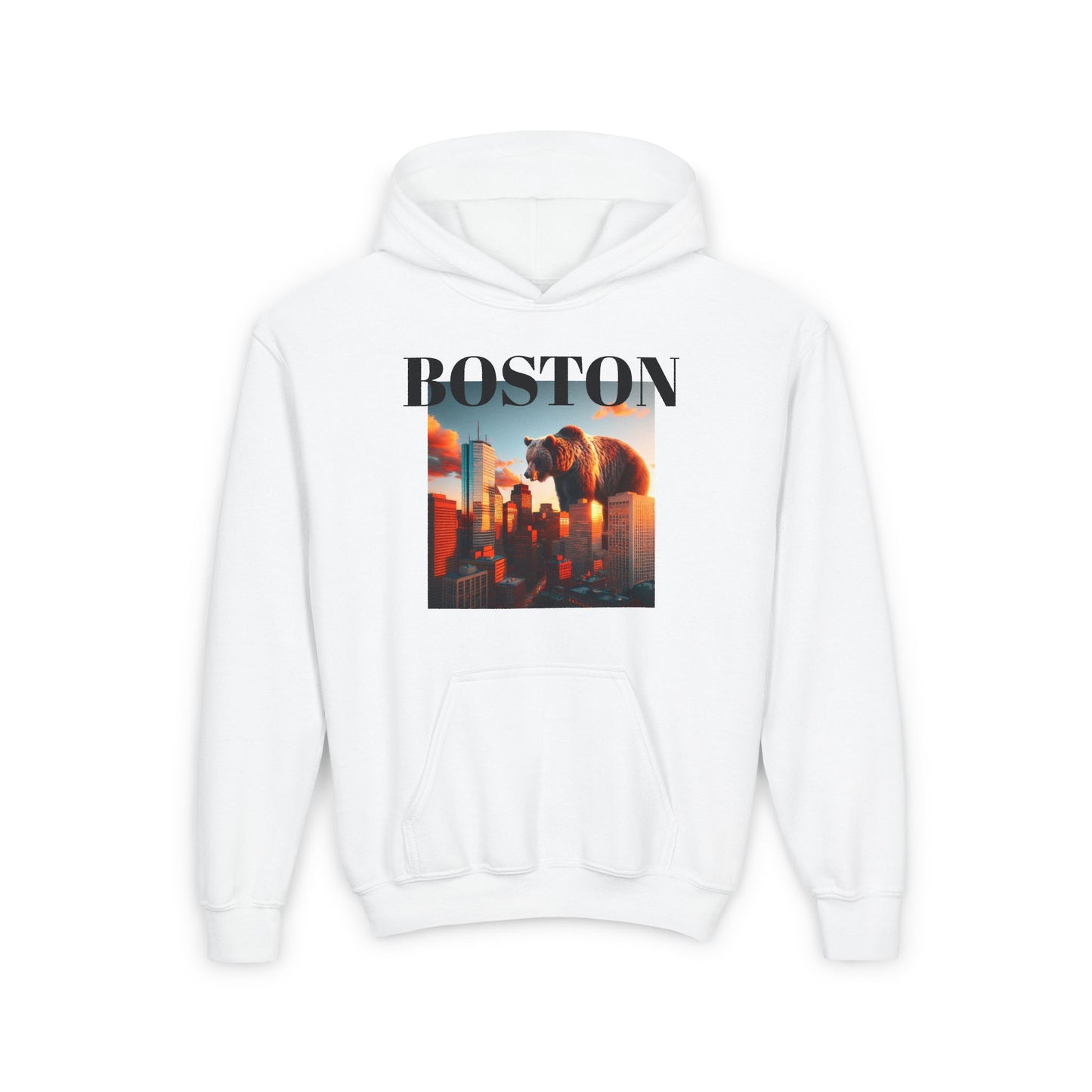 BOSTON Youth Hooded Sweatshirt - Retro Graphic Design for City Pride