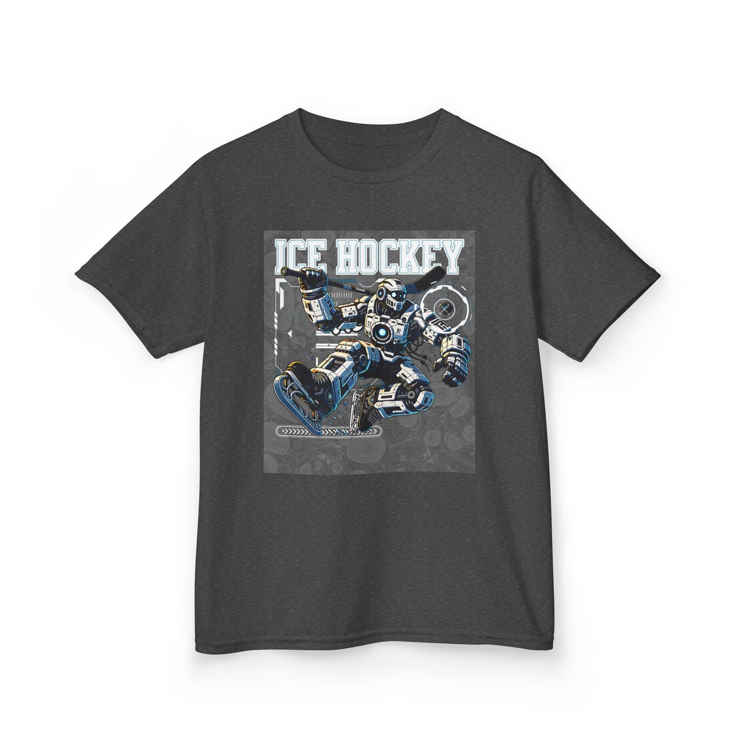 Kids Robot Ice Hockey Graphic Tee - Fun Sportswear for Young Fans